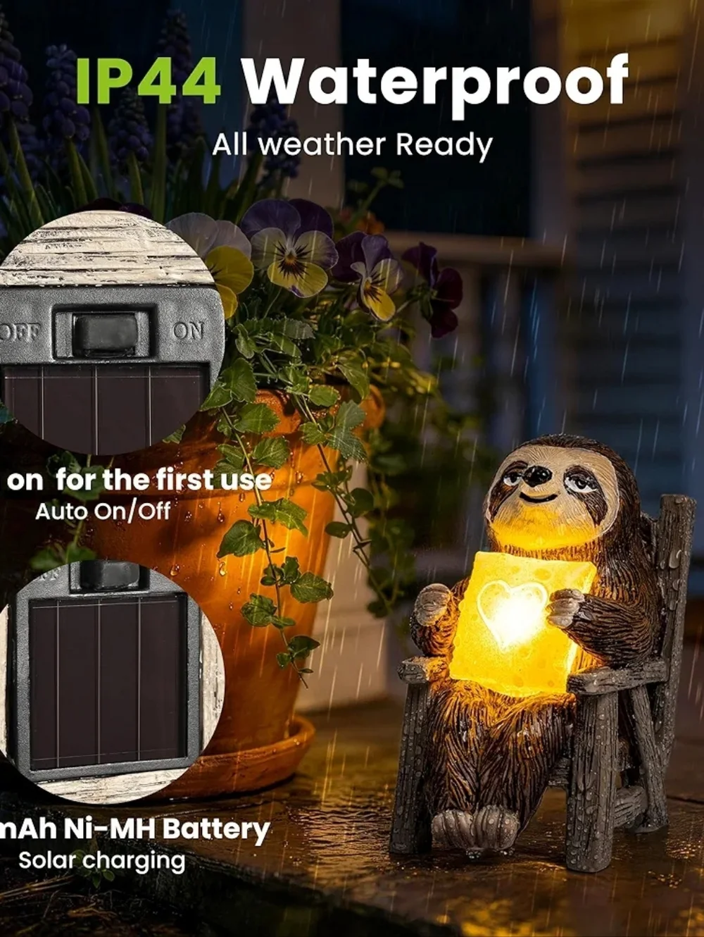 Solar Sloth Accents | Solar Sloth Power Garden Statue Outdoor Indoor Nib | Poshmark